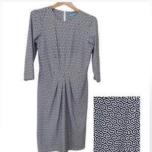 J. McLaughlin Mia Honeycomb Print Black White Sheath Dress Medium Catalina